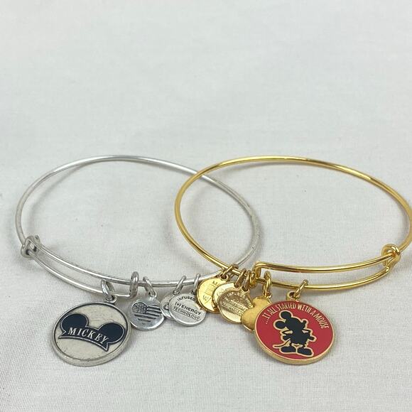 Alex and Ani Disney Parks Mickey Mouse Silver and Gold Toned Bracelet Lot - Picture 4 of 8